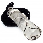 Large Faceted Clear Quartz Coiled Wire Pendant